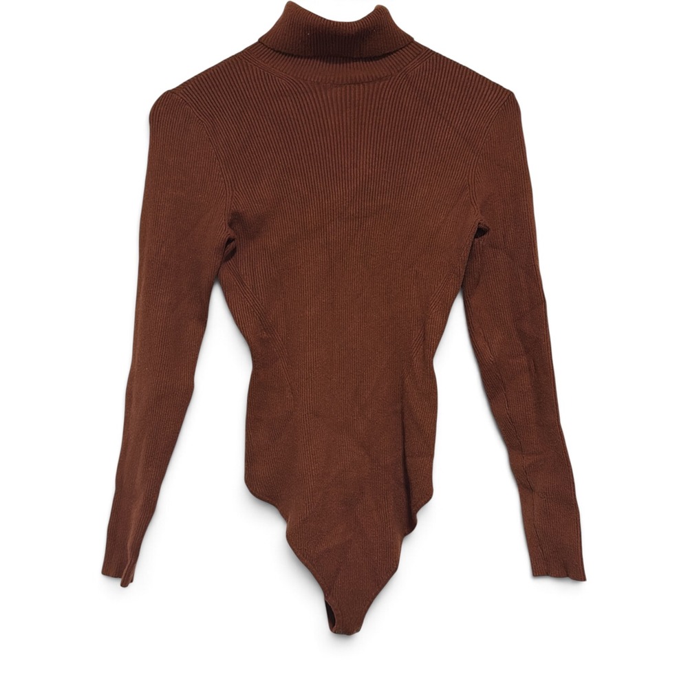 Abercrombie & Fitch Brown Ribbed Turtleneck Bodysuit Soft A&F Collection Large